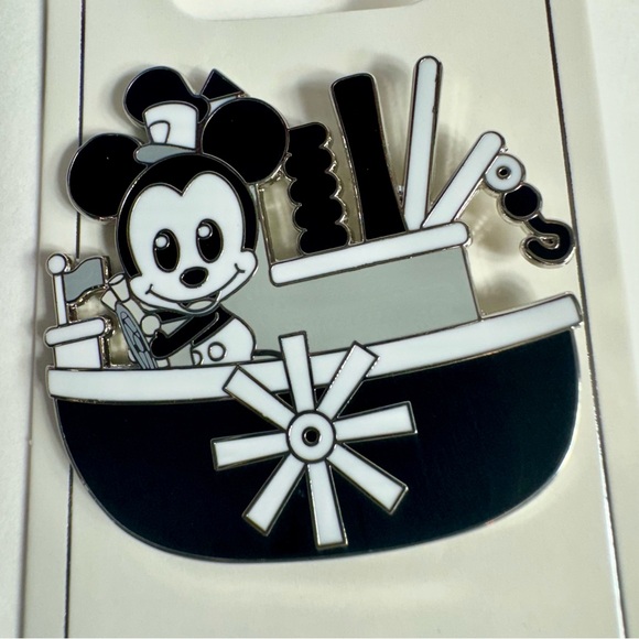 NWT. Disney Steamboat Willie black and white pin on original card back. - Picture 2 of 7